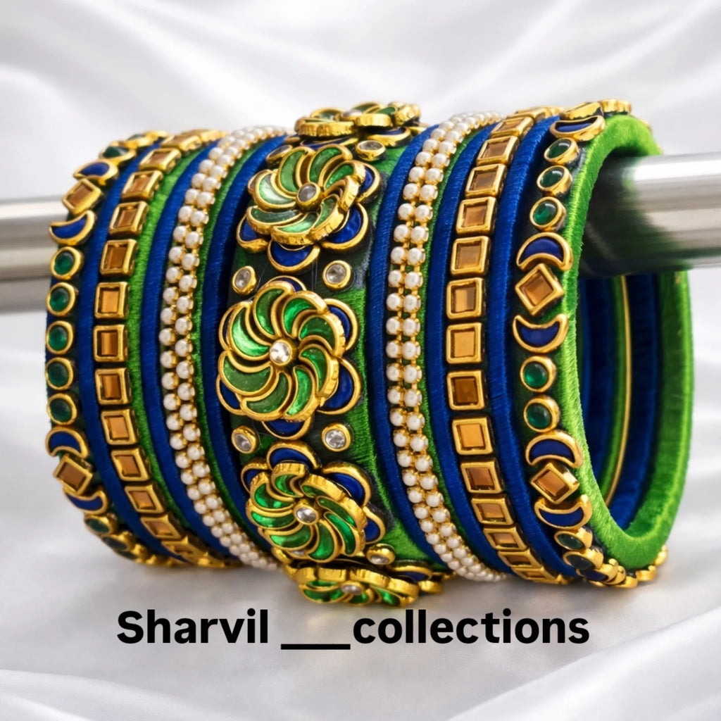 Silk Thread Bangles Set (Handmade) – Custom Size