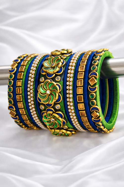 Silk Thread Bangles Set (Handmade) – Custom Size